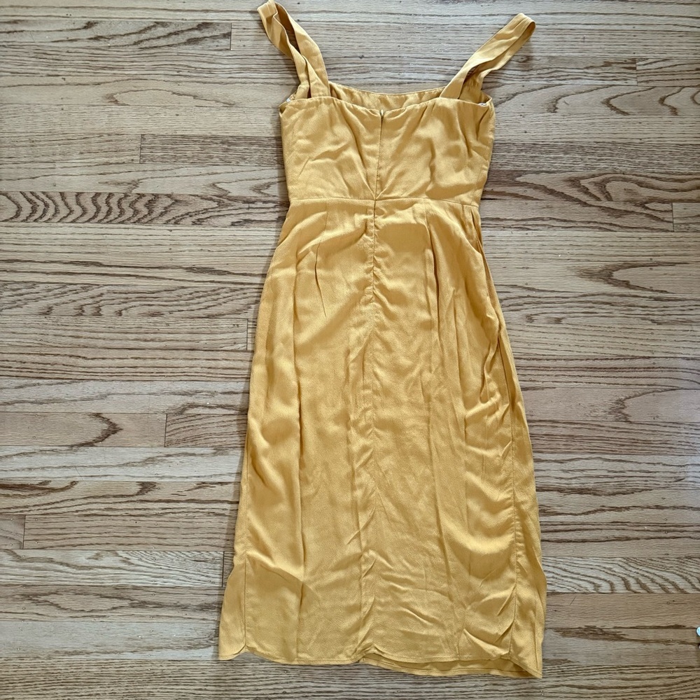 Reformation Satin Midi Dress • Size 4 • Marigold Yellow • Slit Midi - Picture 9 of 10